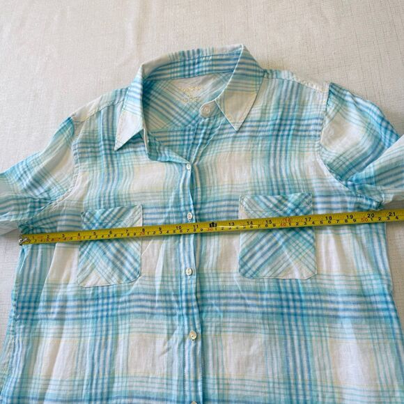 Lilly Pulitzer Blue Plaid Button Down Shirt - Picture 6 of 9
